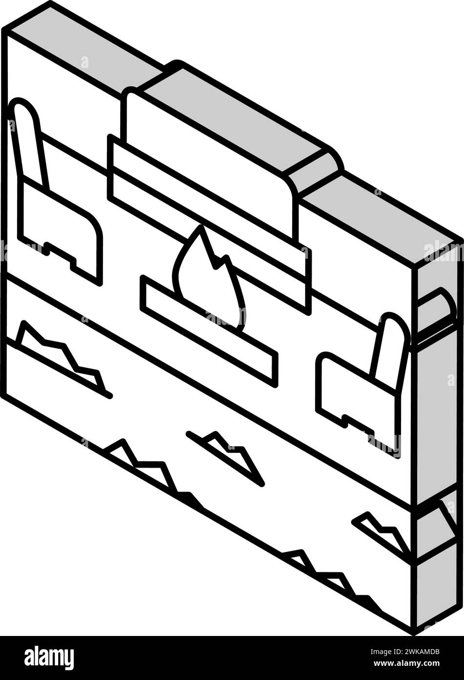 mobilier de vie extérieur et illustration vectorielle d'icône isométrique de cheminée Illustration de Vecteur