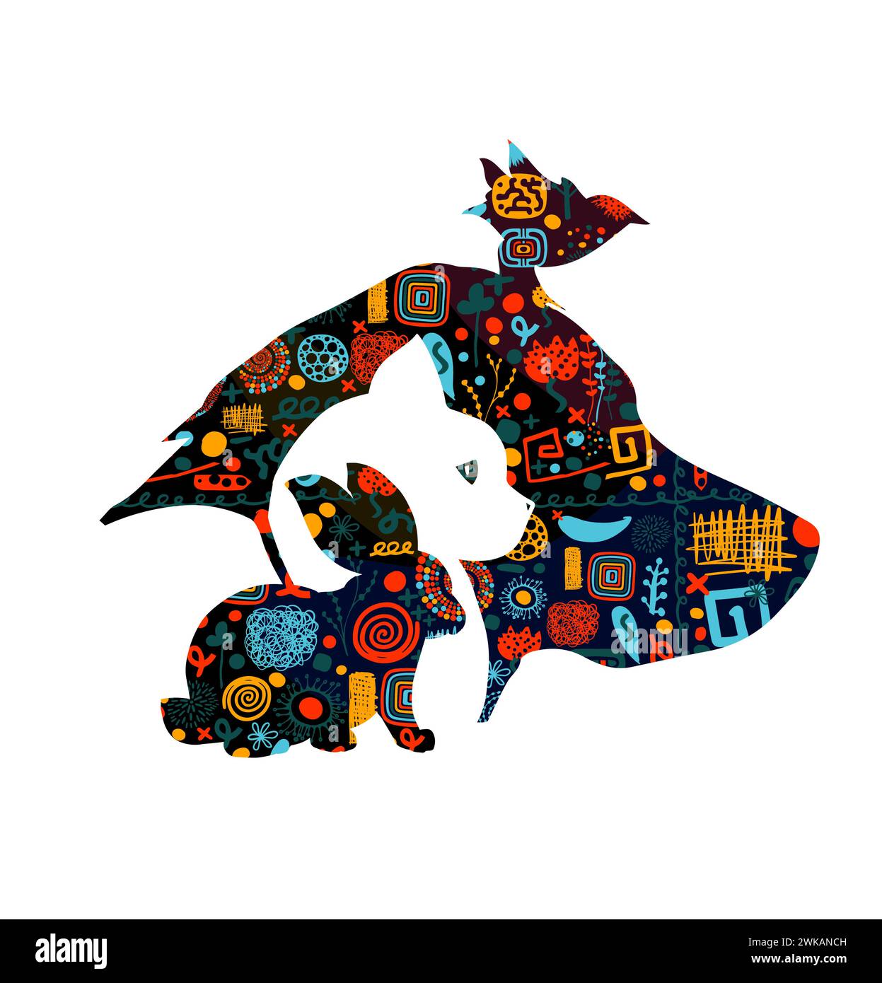 Logo symbole abstrait chien, chat, lapin, oiseau. dessin à la main. Pas IA. Illustration vectorielle Illustration de Vecteur