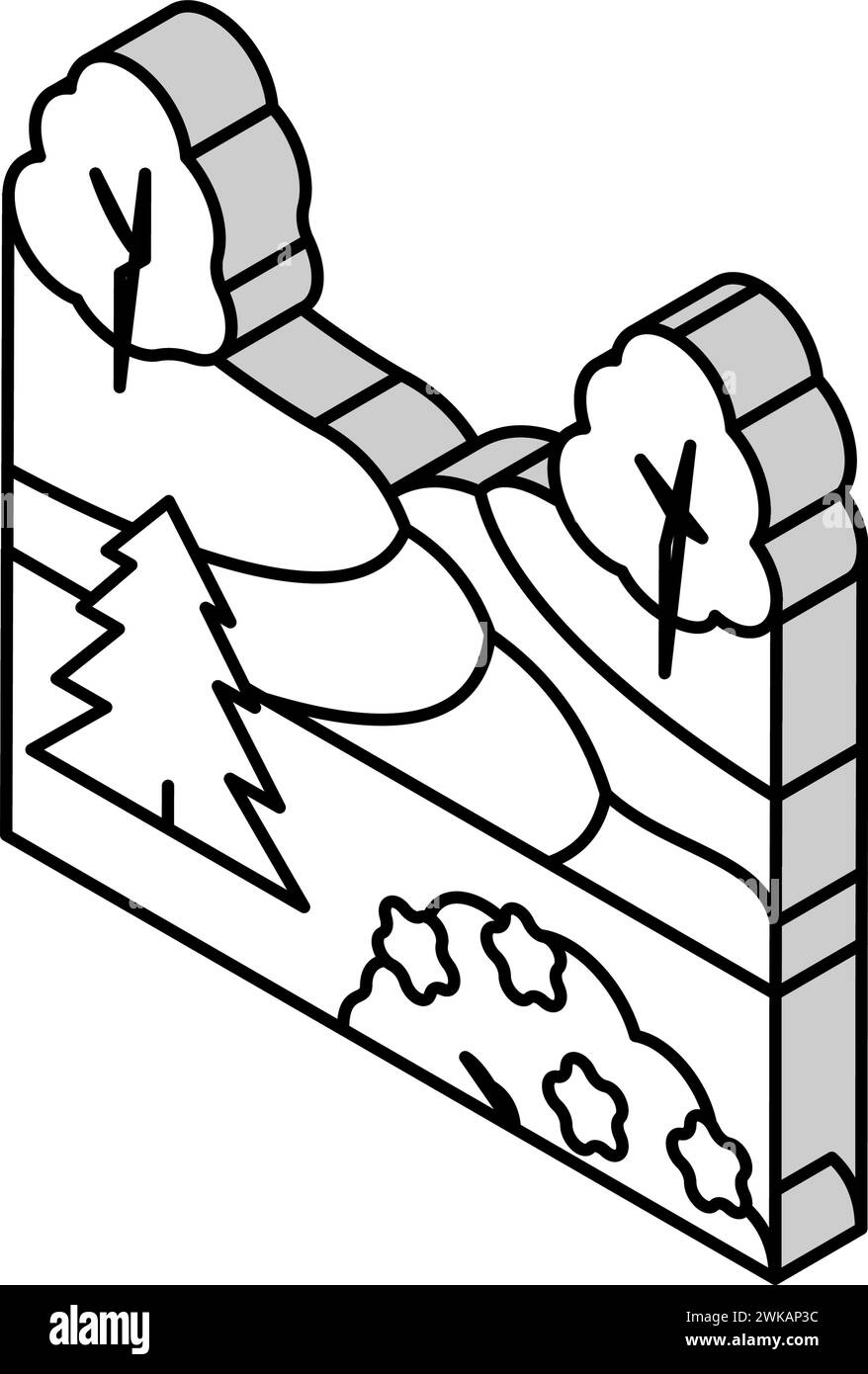 illustration vectorielle d'icône isométrique des services d'entretien de paysage Illustration de Vecteur