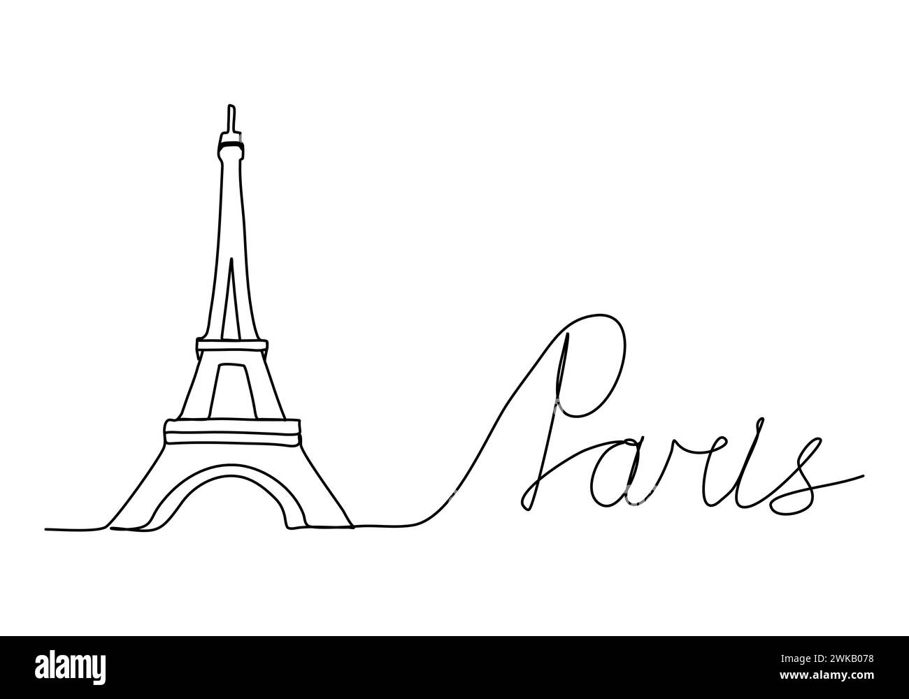 Illustration vectorielle de dessin d'une ligne Tour Eiffel. Illustration de Vecteur