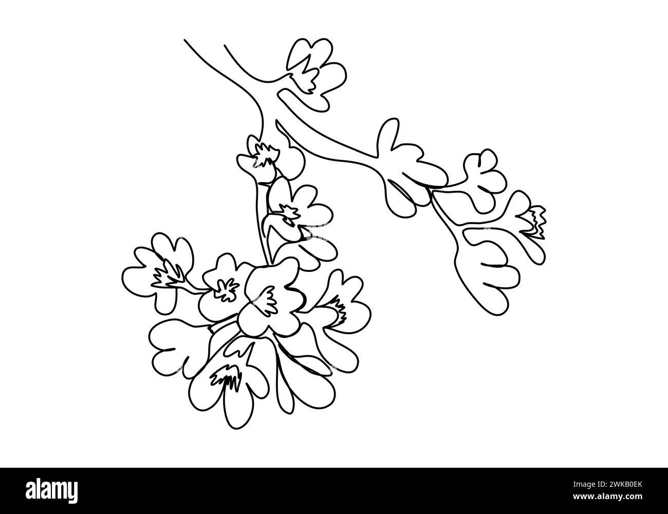 Cherry Blossom illustration vectorielle de dessin d'une ligne. Illustration de Vecteur