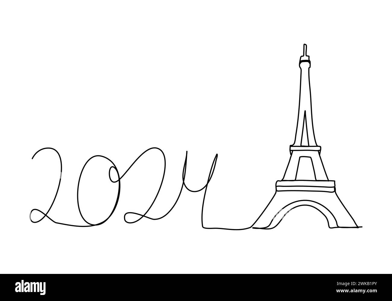 Illustration vectorielle de dessin d'une ligne Tour Eiffel. Illustration de Vecteur