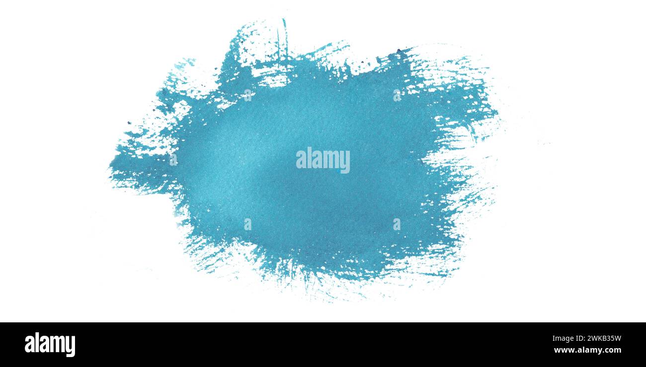 Fond bleu aquarelle abstrait. Éclaboussures de couleur, texture de la mer. Illustration dessinée à la main. Eau simulée, océan, ciel orageux, bleu foncé. Pour poster Banque D'Images
