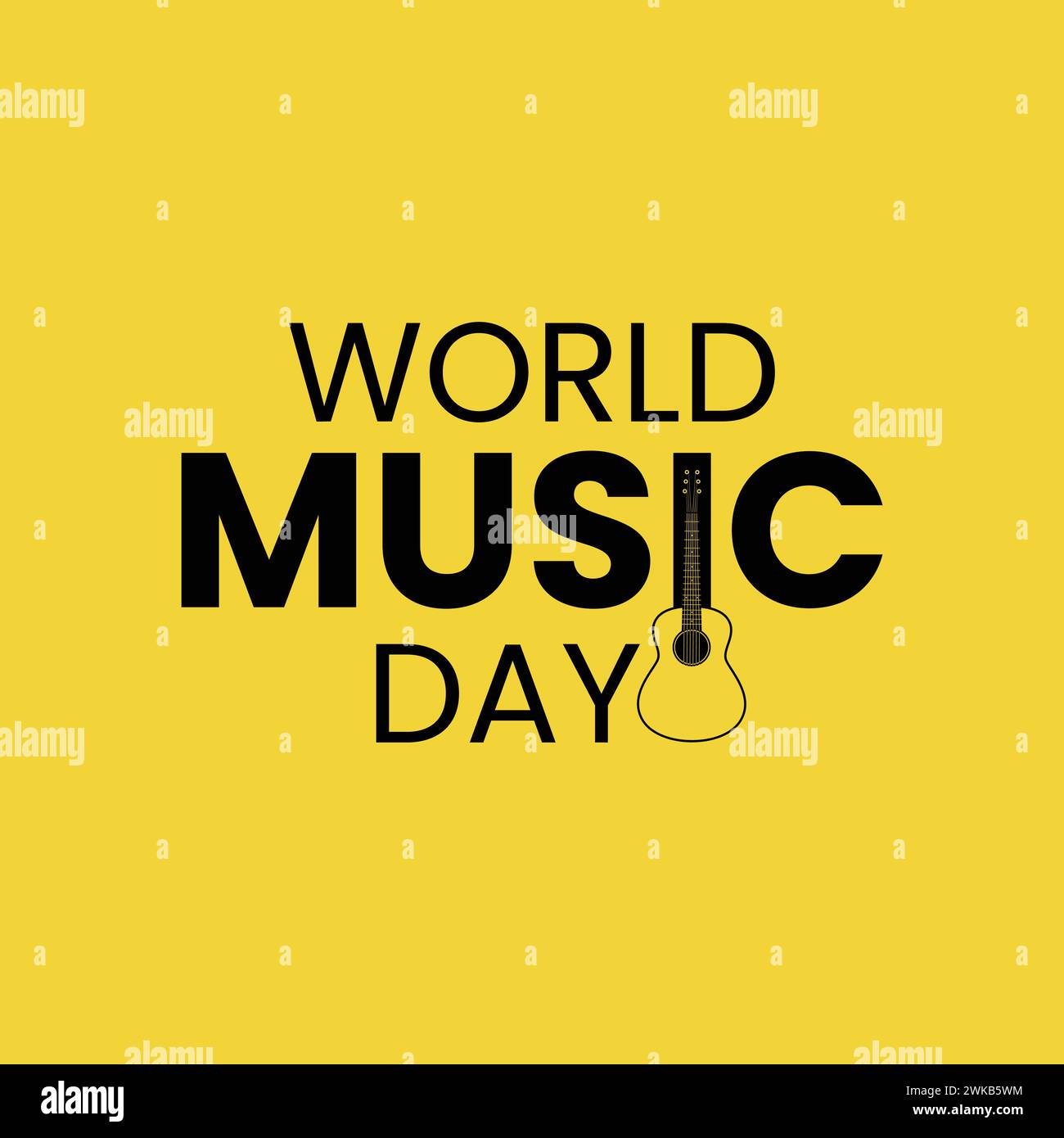 Modèle vectoriel de journée mondiale de la musique avec une guitare, célébré le 21 juin. La Journée mondiale de la musique s'est étendue à d'autres parties du monde et est maintenant mondiale Illustration de Vecteur