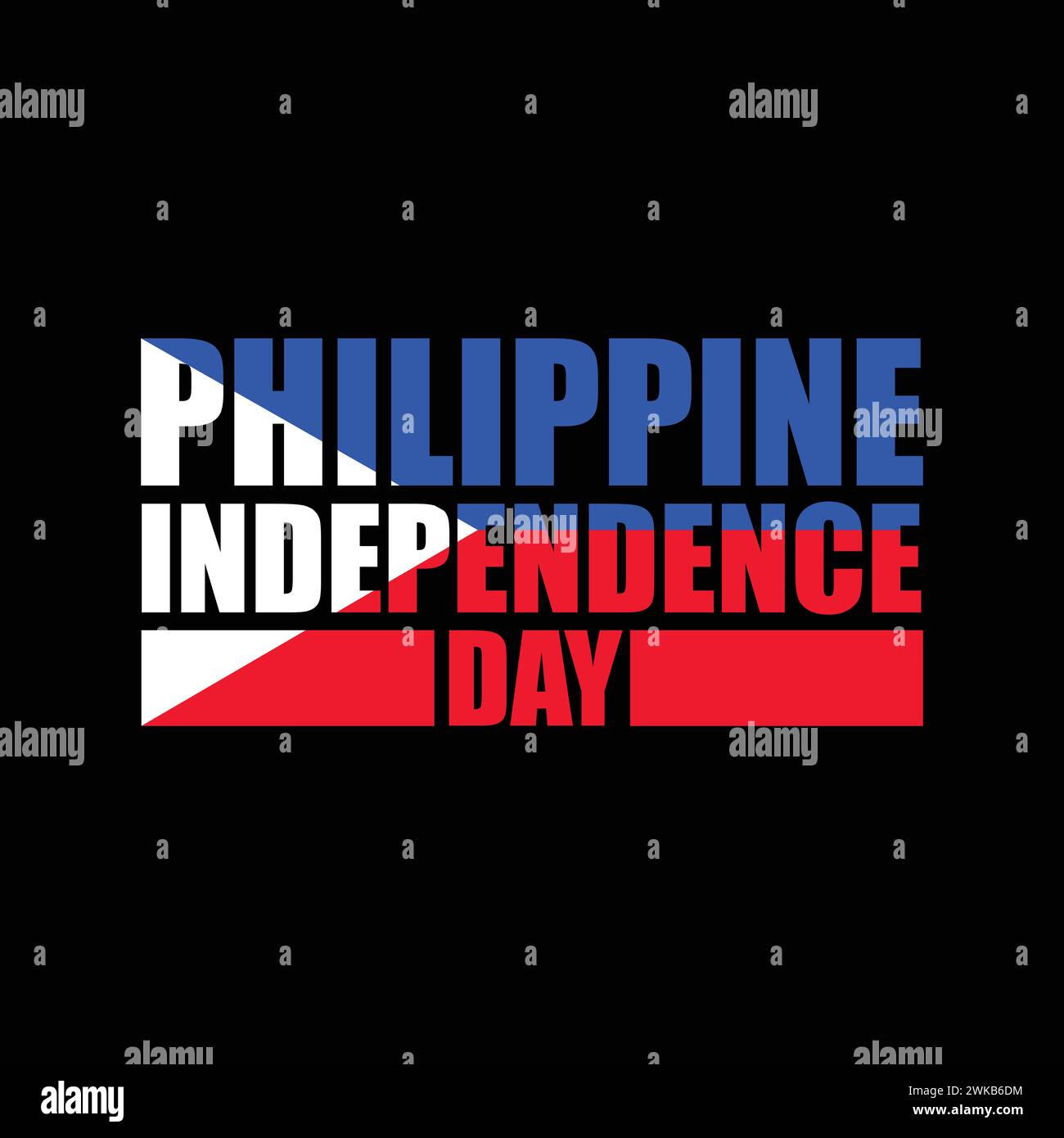Jour de l'indépendance des Philippines lettrage avec drapeau des Philippines pour célébrer la fête nationale le 12 juin. Illustration de Vecteur