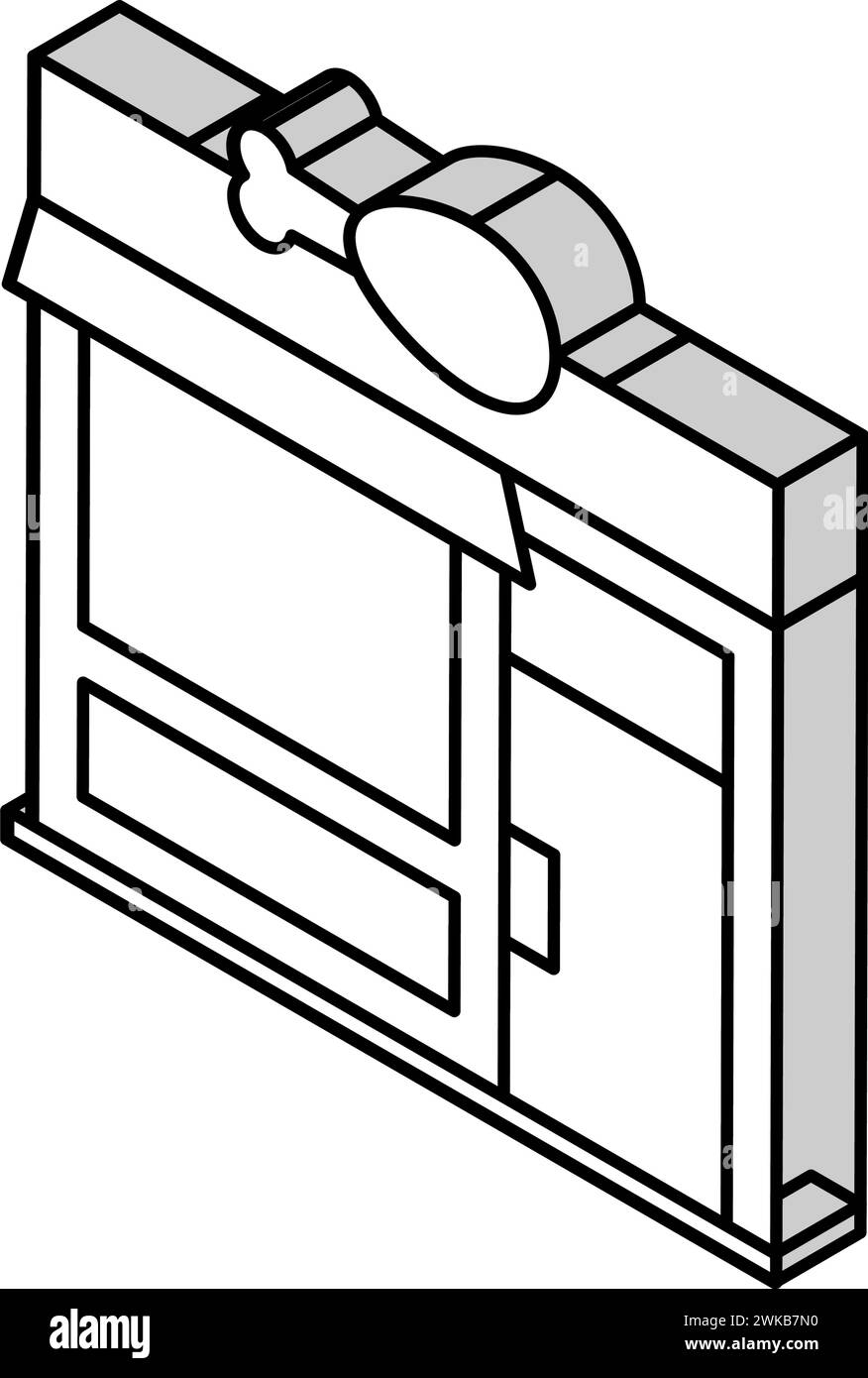 illustration vectorielle d'icône isométrique de magasin de bouchers Illustration de Vecteur