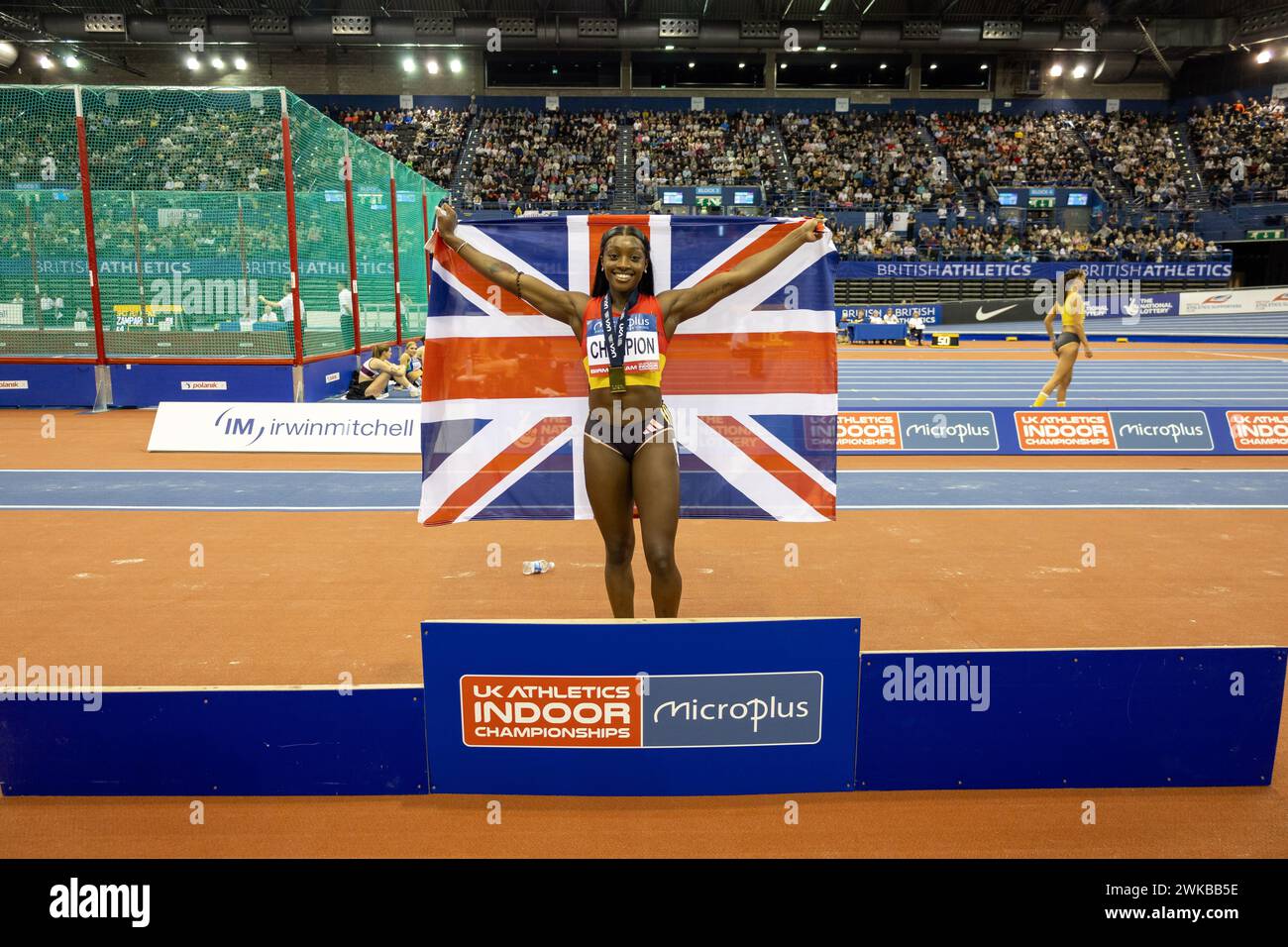 Birmingham, 18 février 2024, PIPI Ama, 200m Women podium Pictures, crédit : Aaron Badkin/Alamy Live News Banque D'Images