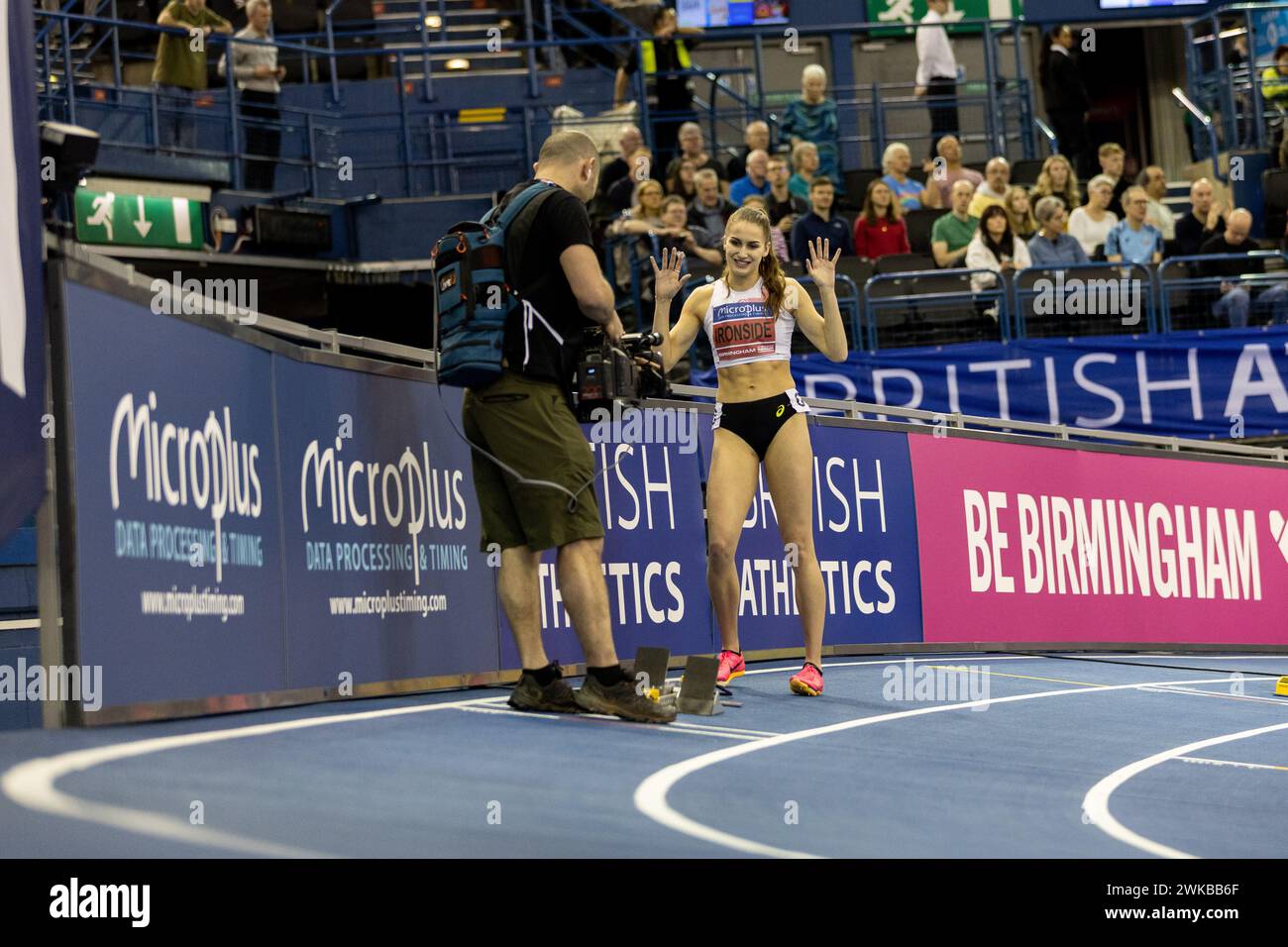 Birmingham, 18 février 2024, 200m Women Heats- Brooke Ironside, Credit : Aaron Badkin/Alamy Live News Banque D'Images