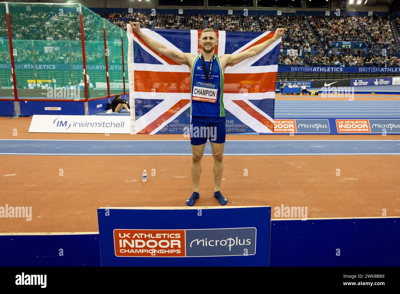 Birmingham, 18 février 2024, THOMPSON Lee, 400m Men podium Pictures, crédit : Aaron Badkin/Alamy Live News Banque D'Images
