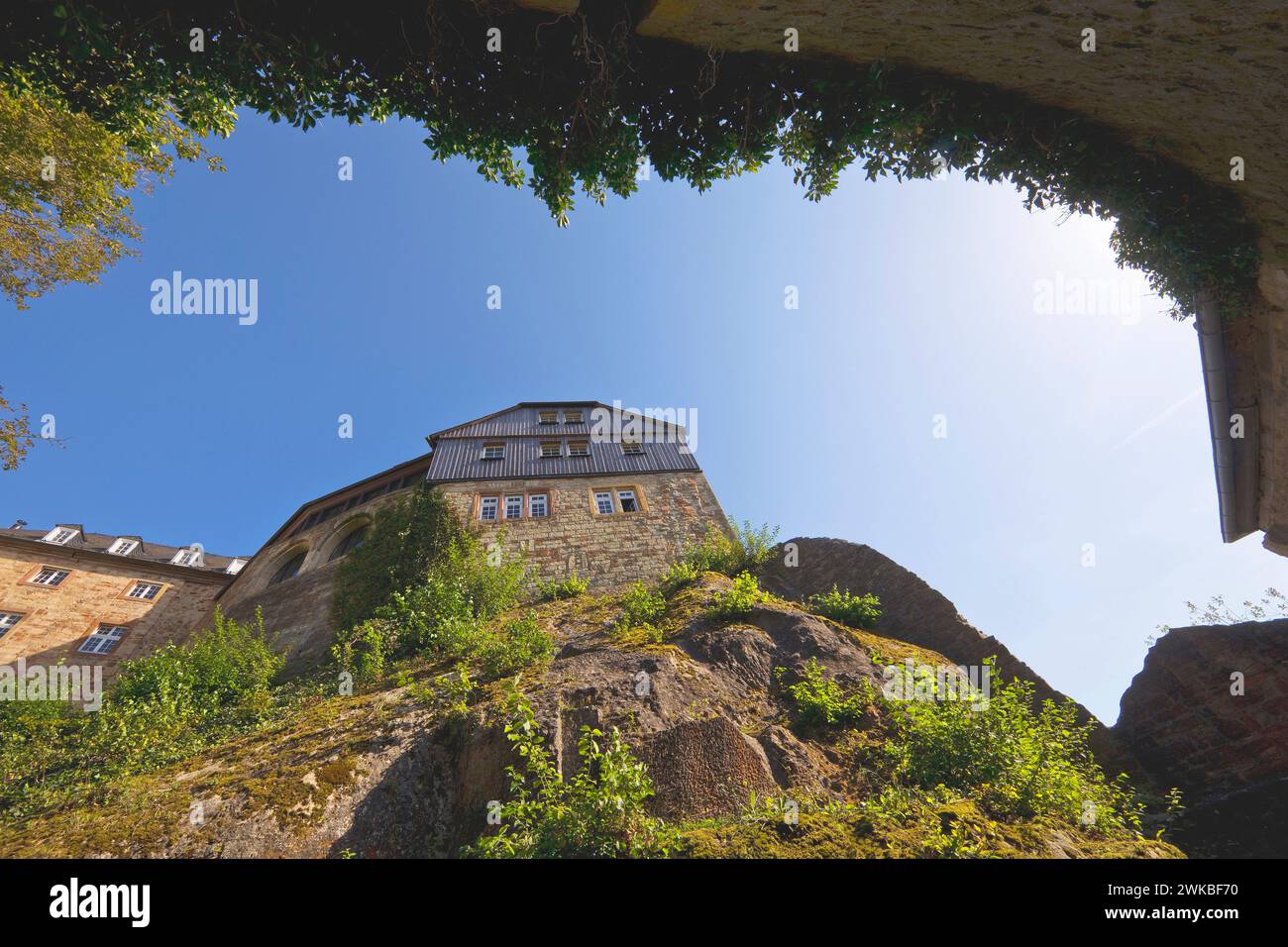 Vue du château de Waldeck d'en bas, Allemagne, Hesse, parc national de Kellerwald Banque D'Images