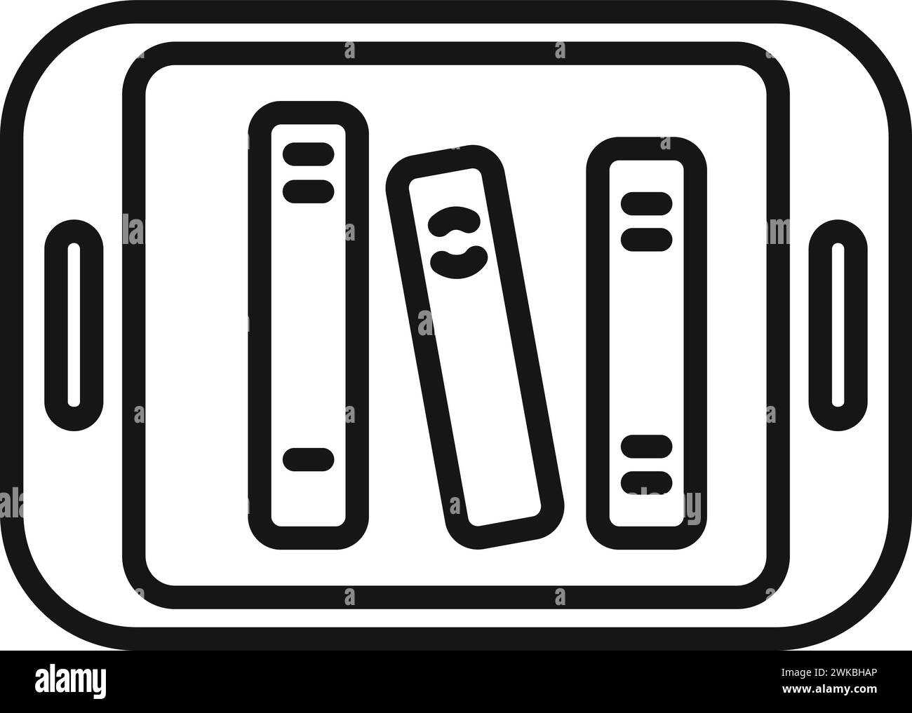 Vecteur de contour d'icône de livres en ligne de tablette. Lisez le guide de la personne. Collection de livres Illustration de Vecteur
