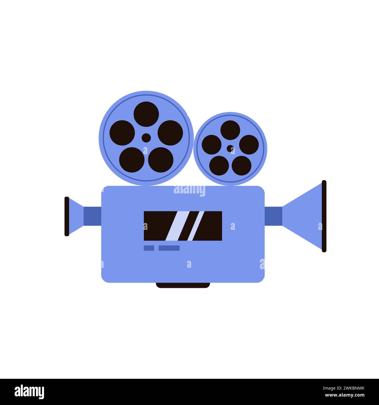 Projecteur de cinéma vintage, caméra bleue pour l'enregistrement de film et illustration vectorielle de film vidéo Illustration de Vecteur