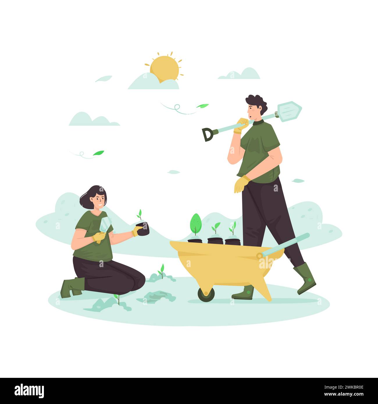 Passez au vert avec l'illustration de replantation d'arbre Illustration de Vecteur Passez au vert avec l'illustration de replantation d'arbre Illustration de Vecteur