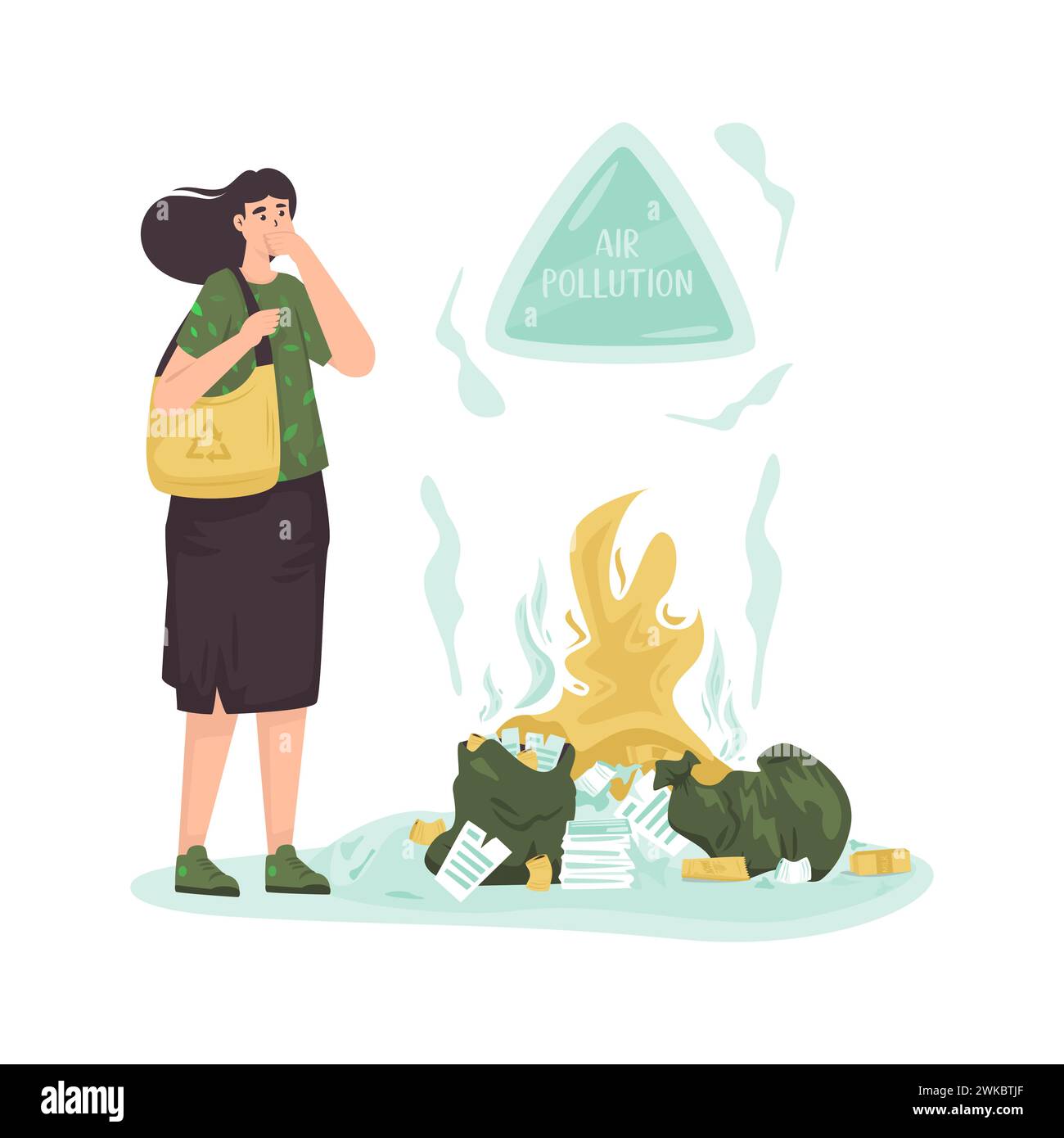 Empêcher la pollution de l'air en brûlant les ordures illustration Illustration de Vecteur