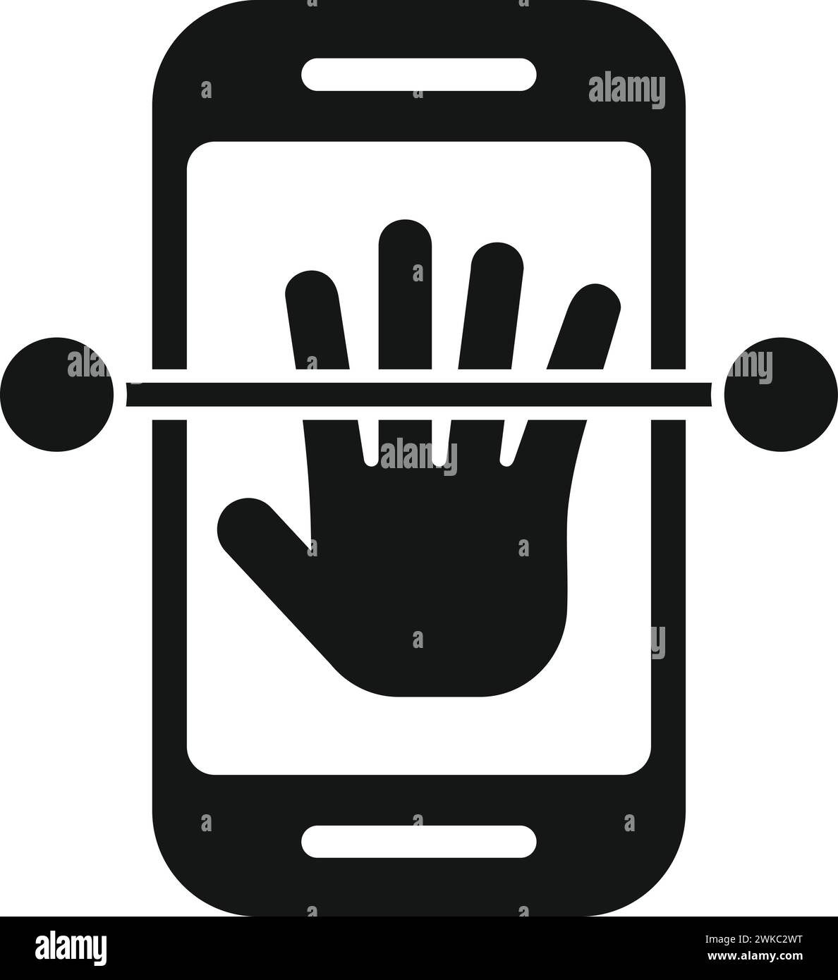 Vecteur simple d'icône de palming de balayage de téléphone. Logiciel bio intelligent. Code d'enregistrement Illustration de Vecteur