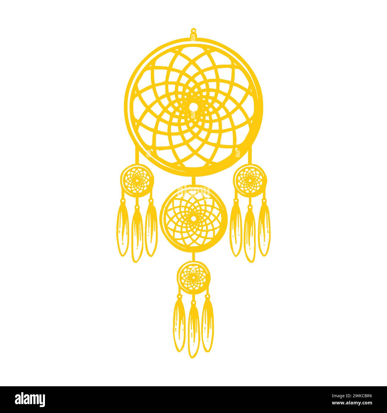 Icône Golden Dream Catcher Illustration de Vecteur