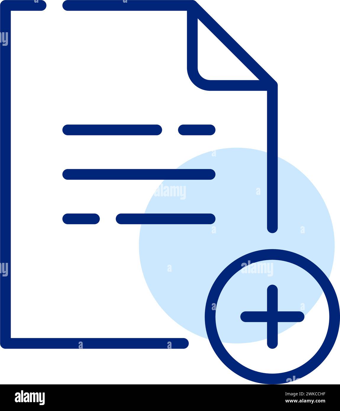 Dessin au trait d'un morceau de papier avec un signe plus à côté. Icône de contour pixel Perfect, modifiable Illustration de Vecteur
