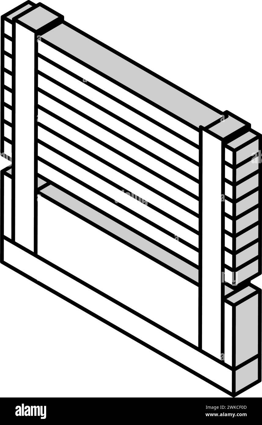 illustration vectorielle d'icône isométrique de clôture de jardin Illustration de Vecteur