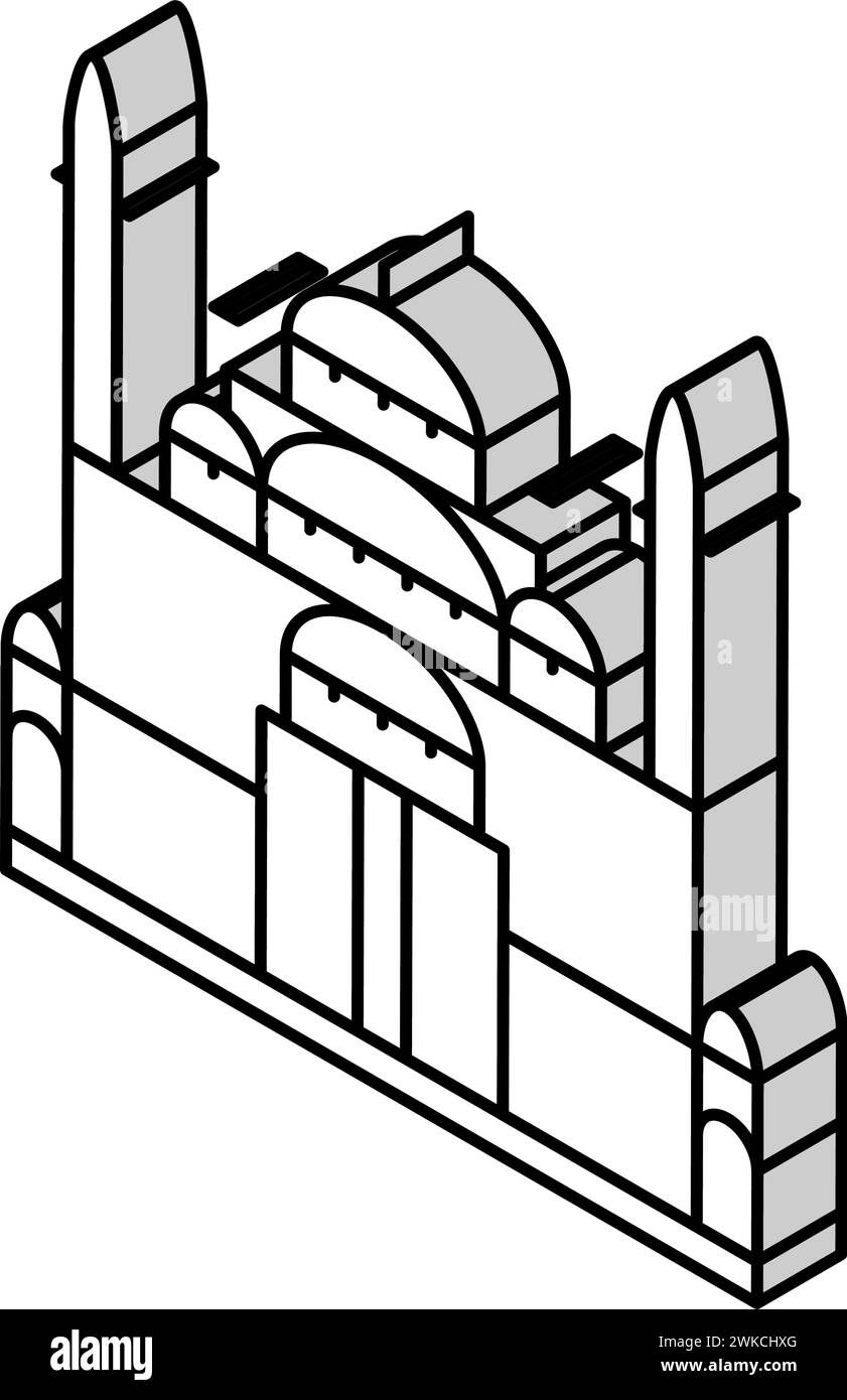illustration vectorielle d'icône isométrique de mosquée de pacha suleiman Illustration de Vecteur