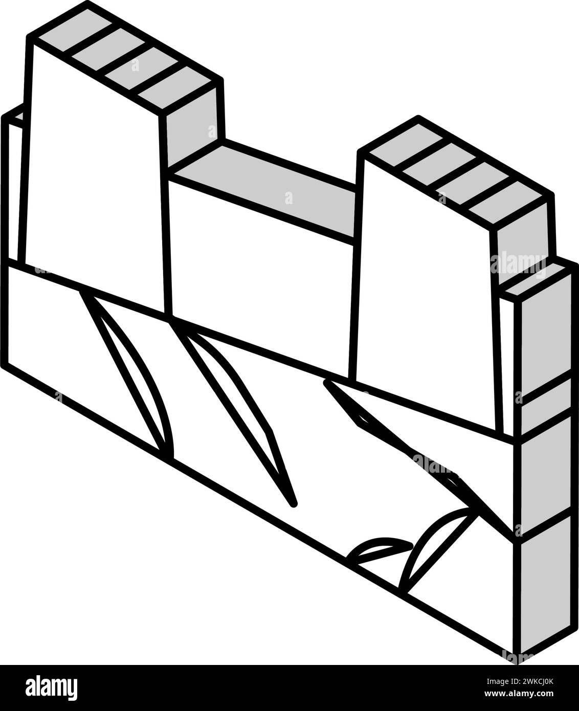 illustration vectorielle d'icône isométrique grand mur de chine Illustration de Vecteur