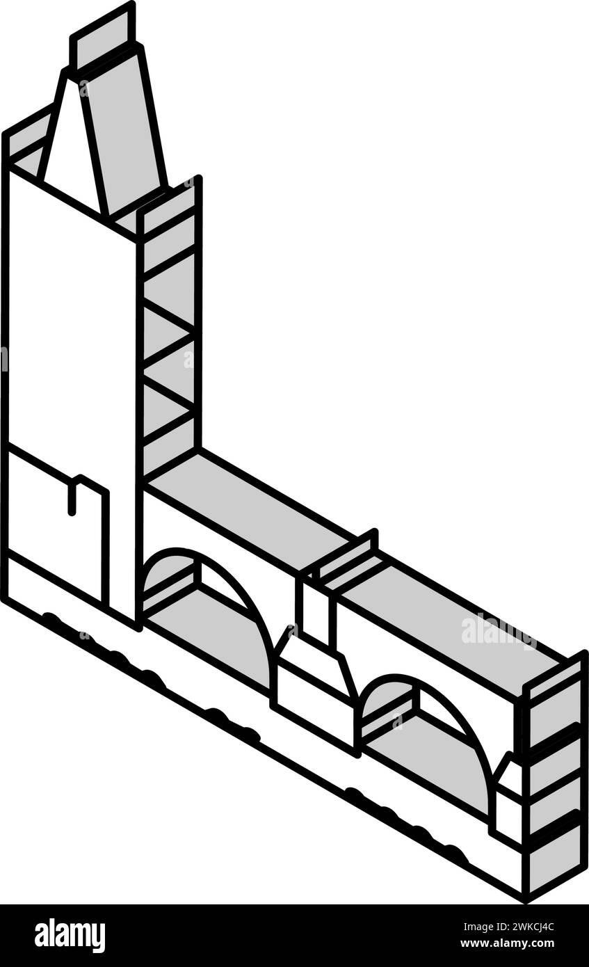 illustration vectorielle d'icône isométrique de pont charles Illustration de Vecteur