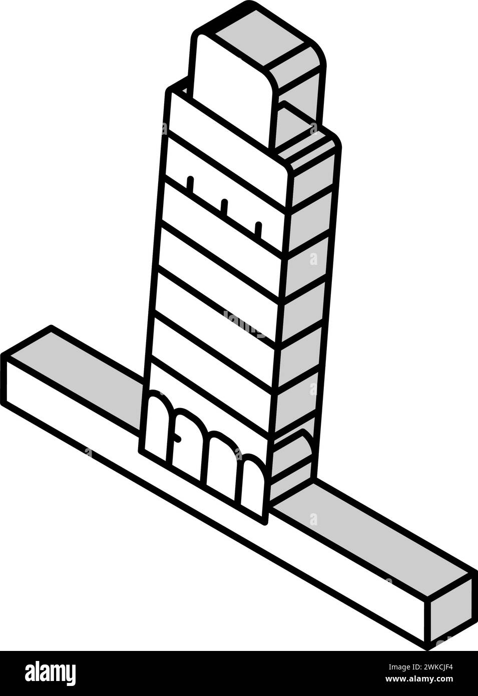 tour penchée de pise illustration vectorielle d'icône isométrique Illustration de Vecteur