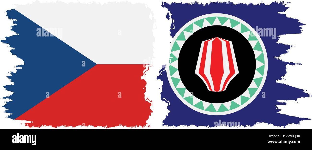 Bougainville et Tchèque grunge drapeaux connexion, vecteur Illustration de Vecteur