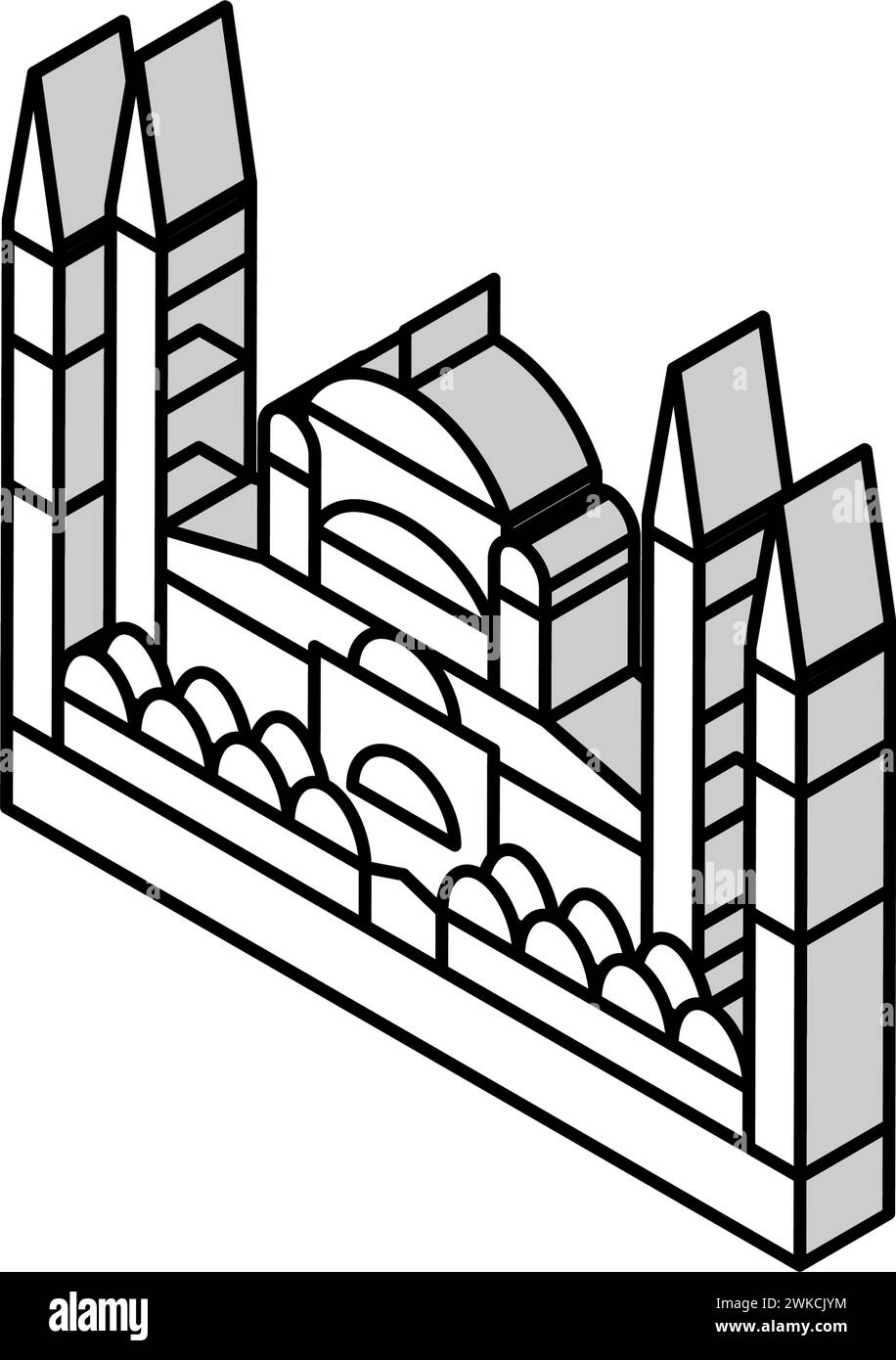 illustration vectorielle d'icône isométrique de mosquée bleue Illustration de Vecteur