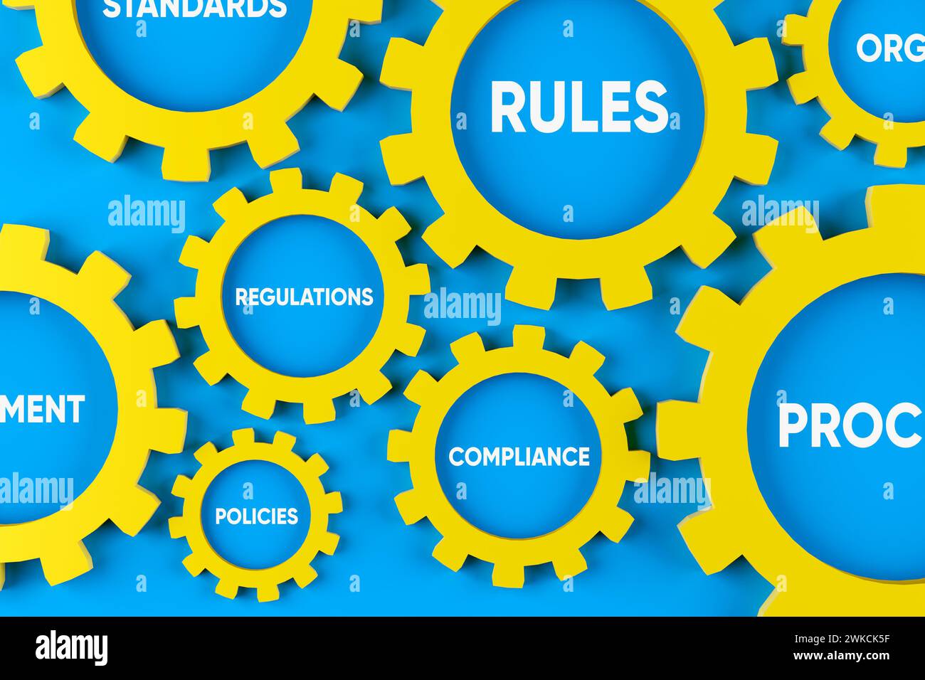 Valeurs fondamentales, processus et coordination pour la réussite de l'entreprise. Roues dentées avec des concepts commerciaux. Banque D'Images