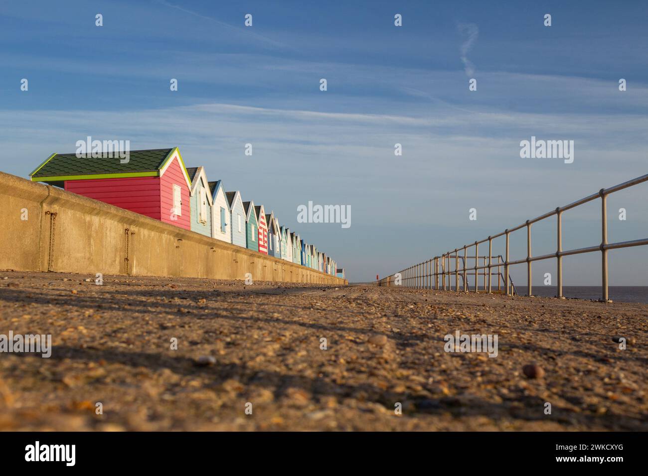 Vue plongeante du front de mer de Southwold, Suffolk, Angleterre, Royaume-Uni, Banque D'Images