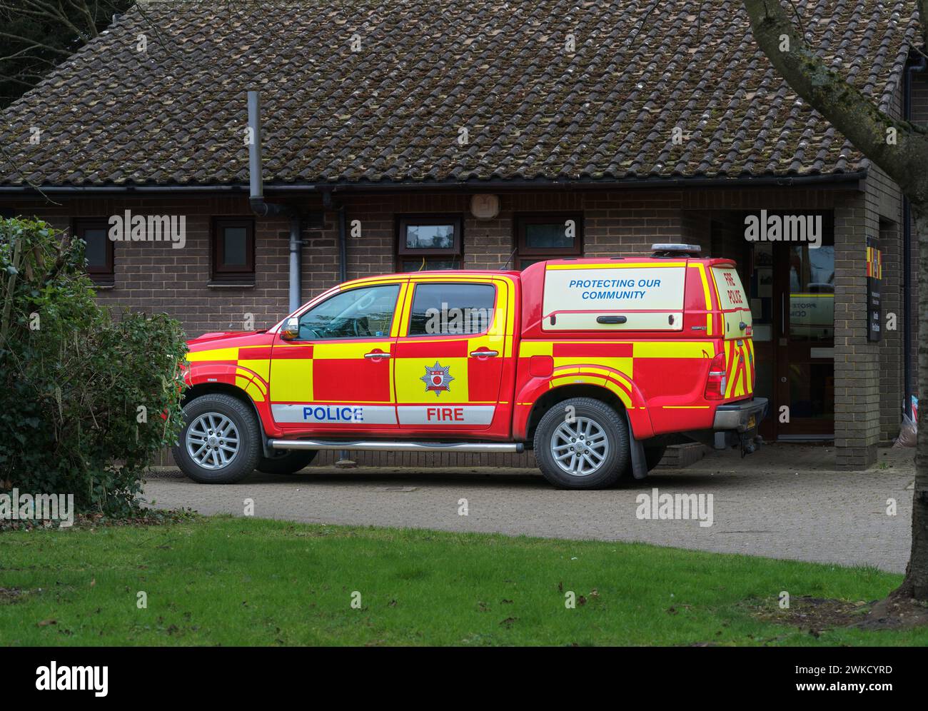 Véhicule de secours et d'incendie du Northamptonshire, Oundle, Angleterre. Banque D'Images