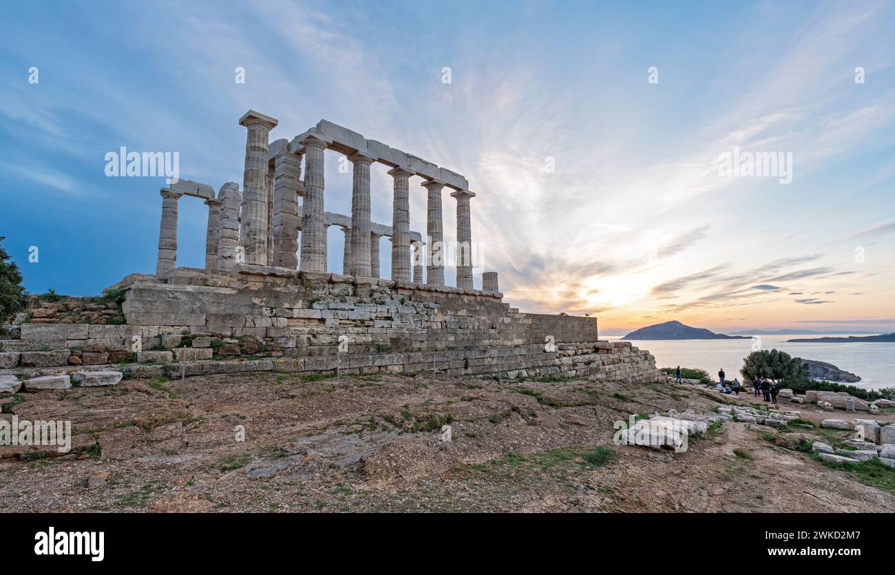 Ancien temple de Poséidon, Cap Sounion, Grèce Banque D'Images