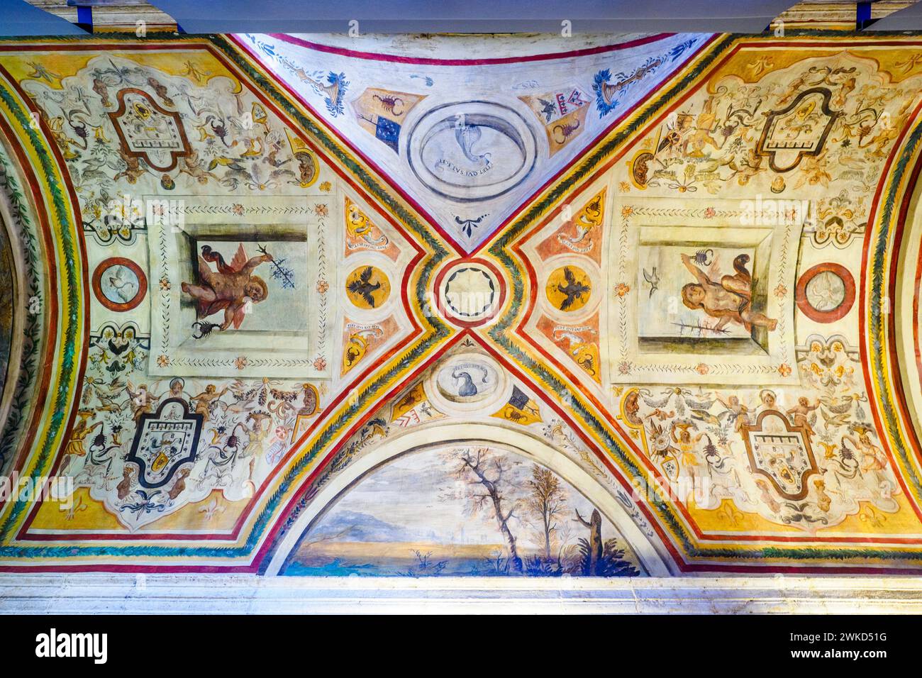 Voûte décorée de fresques - Museo di Scultura Antica Giovanni Barracco, Rome, Italie Banque D'Images