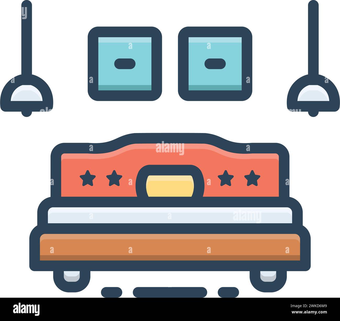 Icône pour chambre, lit Illustration de Vecteur