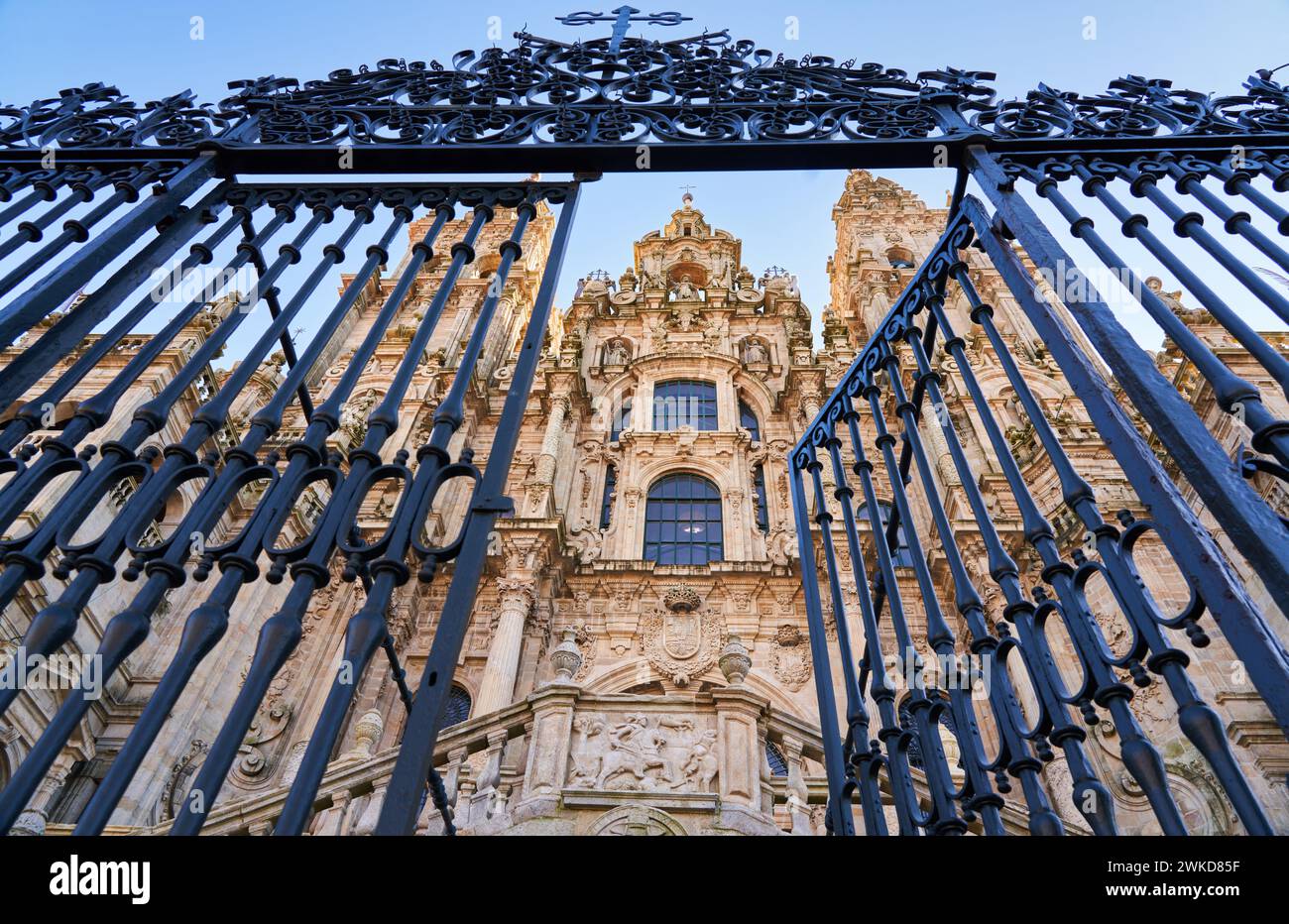 Cathédrale, Plaza del Obradoiro, Saint-Jacques-de-Compostelle, province de Coruña, Galice, Espagne. La Plaza del Obradoiro est située à Santiago de Compostel Banque D'Images