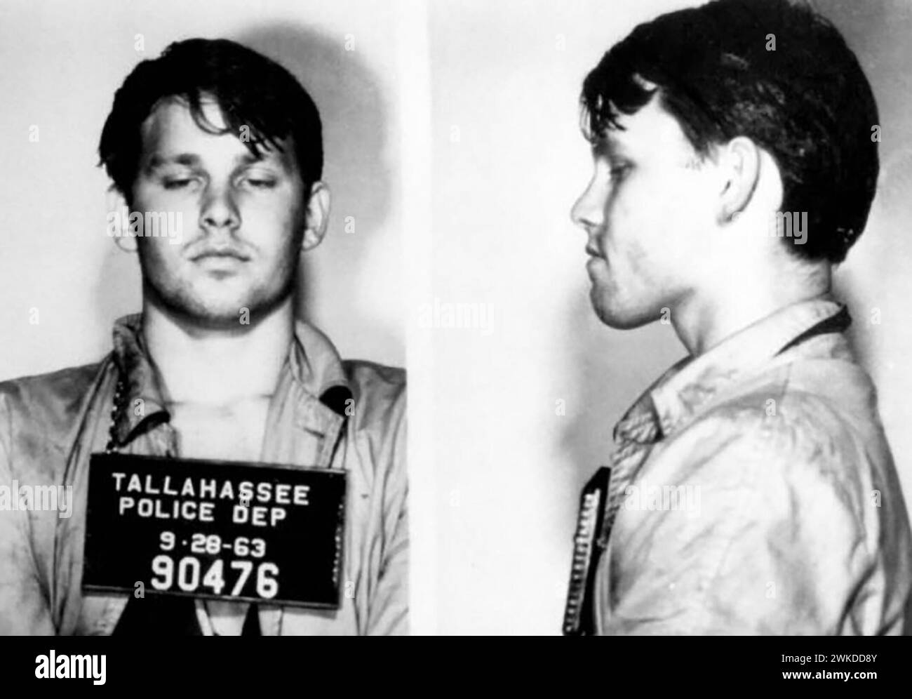 Un jeune Jim Morrison mug shot (futur chanteur de Doors), 1963 Banque D'Images