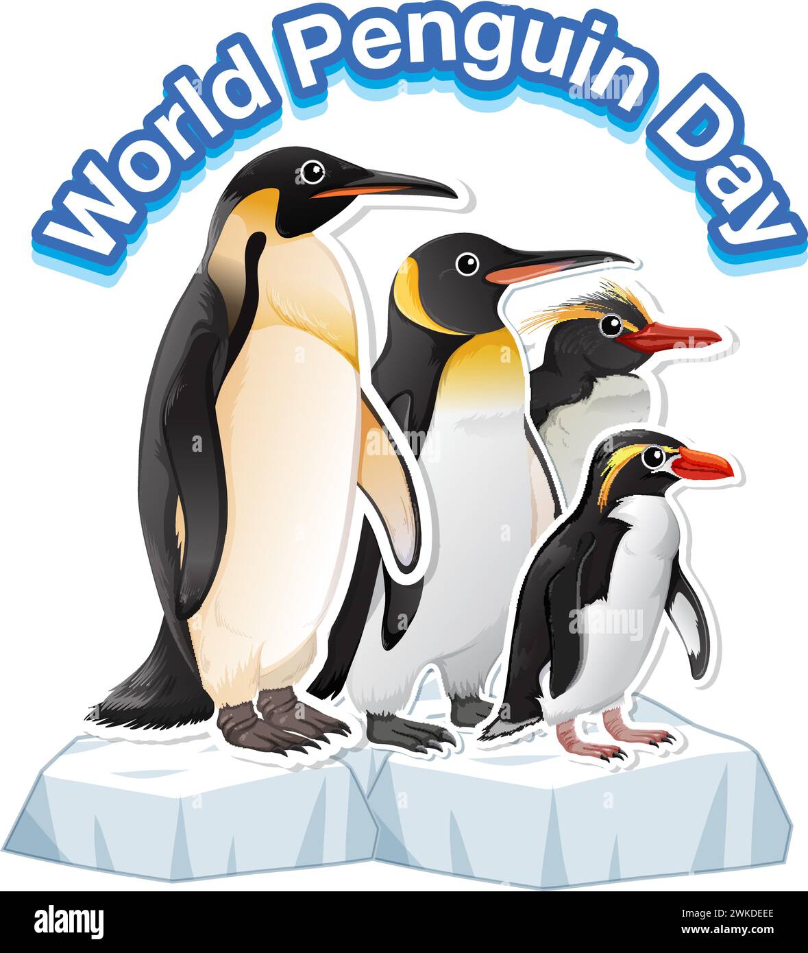 Vecteur coloré de pingouins commémorant leur jour spécial Illustration de Vecteur