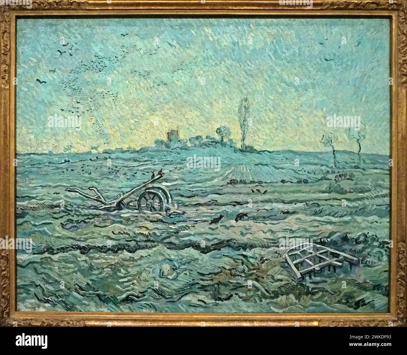 Champ enneigé avec herse (Millet) (1889) de Vincent van Gogh (1853-1890) Banque D'Images
