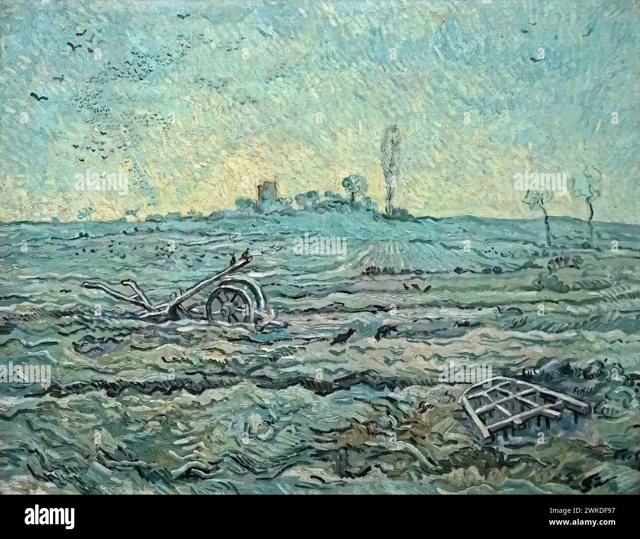 Champ enneigé avec herse (Millet) (1889) de Vincent van Gogh (1853-1890) Banque D'Images