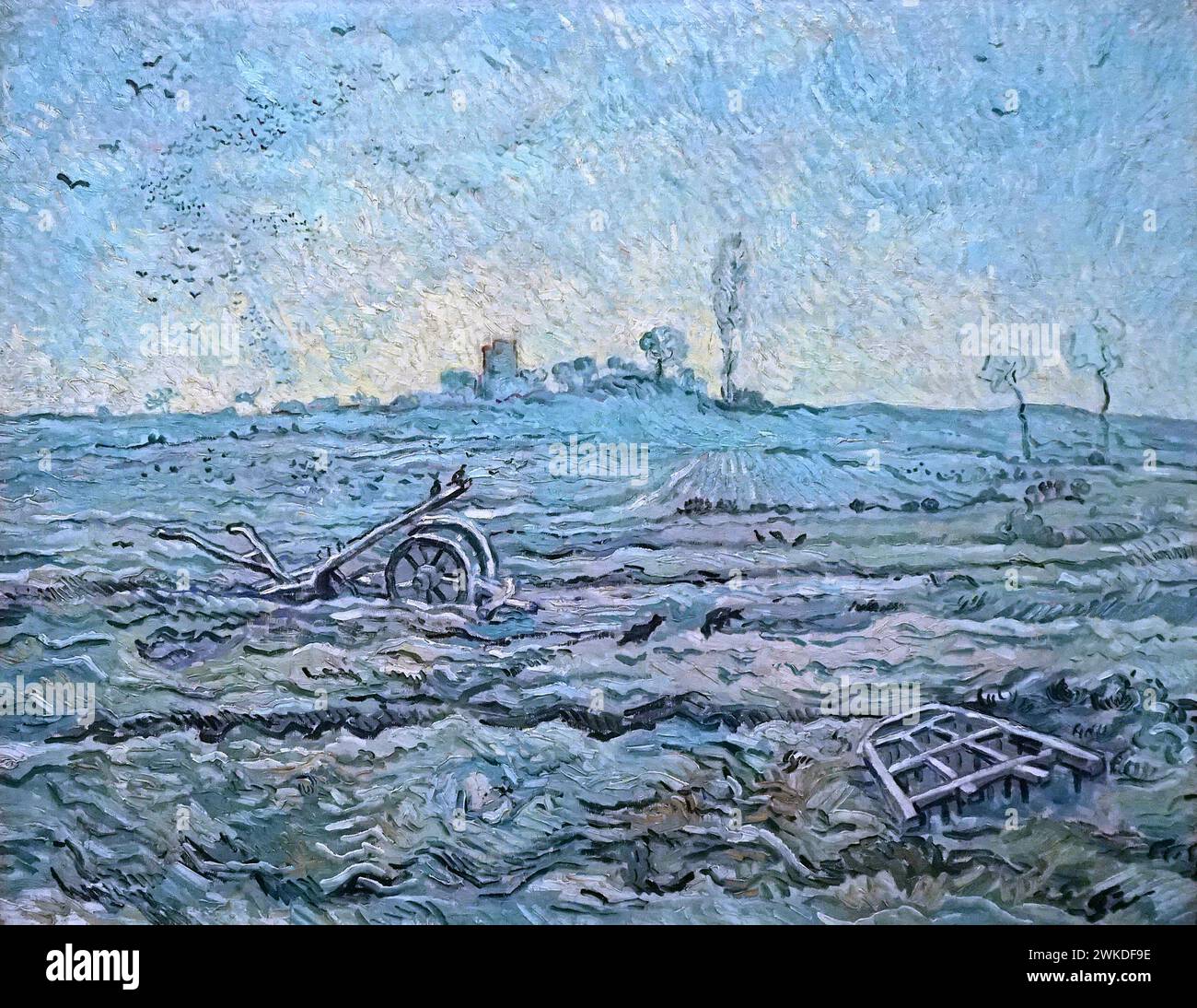 Champ enneigé avec herse (Millet) (1889) de Vincent van Gogh (1853-1890) Banque D'Images