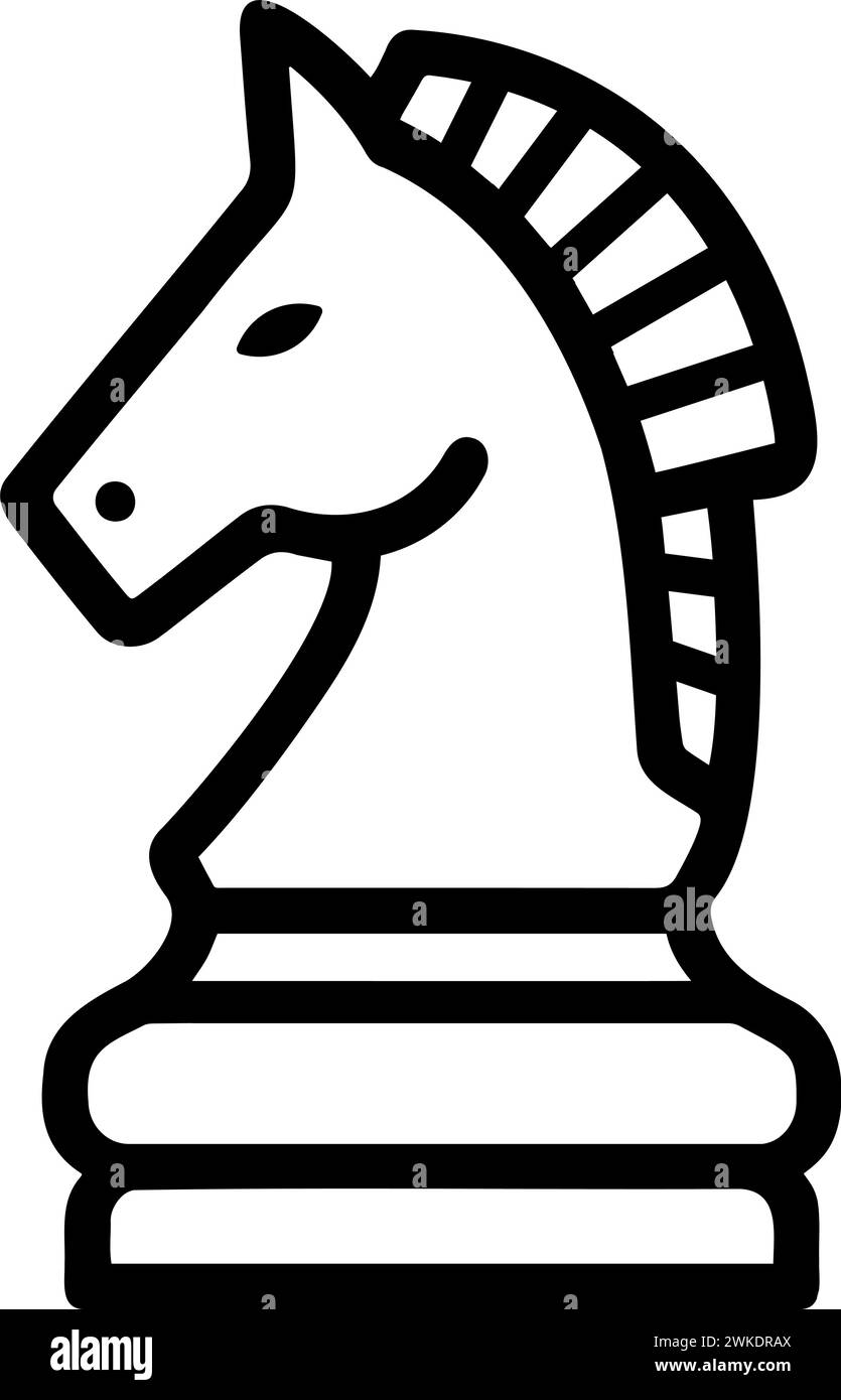 Logo d'icône de pièce d'échecs Knight. Illustration vectorielle de contour Illustration de Vecteur