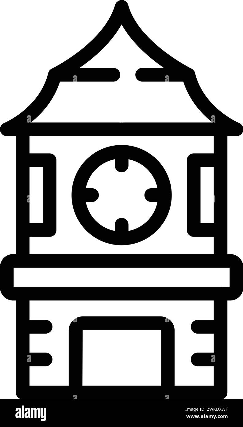 Vecteur de contour d'icône de tour d'horloge de conception. Berne ville. Point de repère national suisse Illustration de Vecteur