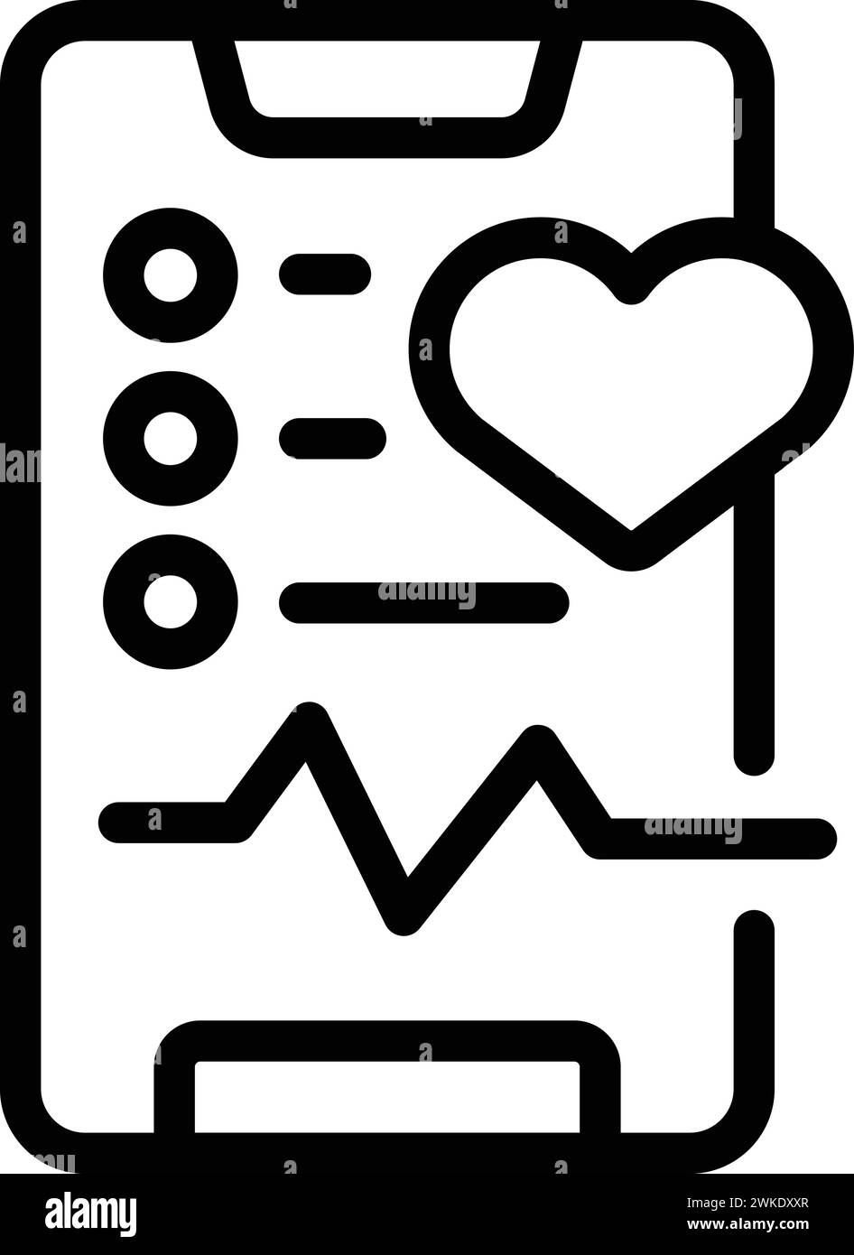 Vecteur de contour d'icône de rythme cardiaque mobile de téléphone. Traitement par masque. Soins à domicile Illustration de Vecteur