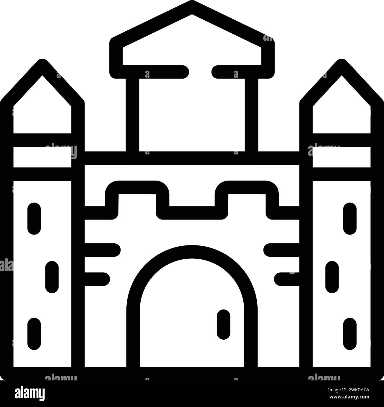 Vecteur de contour d'icône de château de culture. Pays du repère. Chapelle touristique Illustration de Vecteur