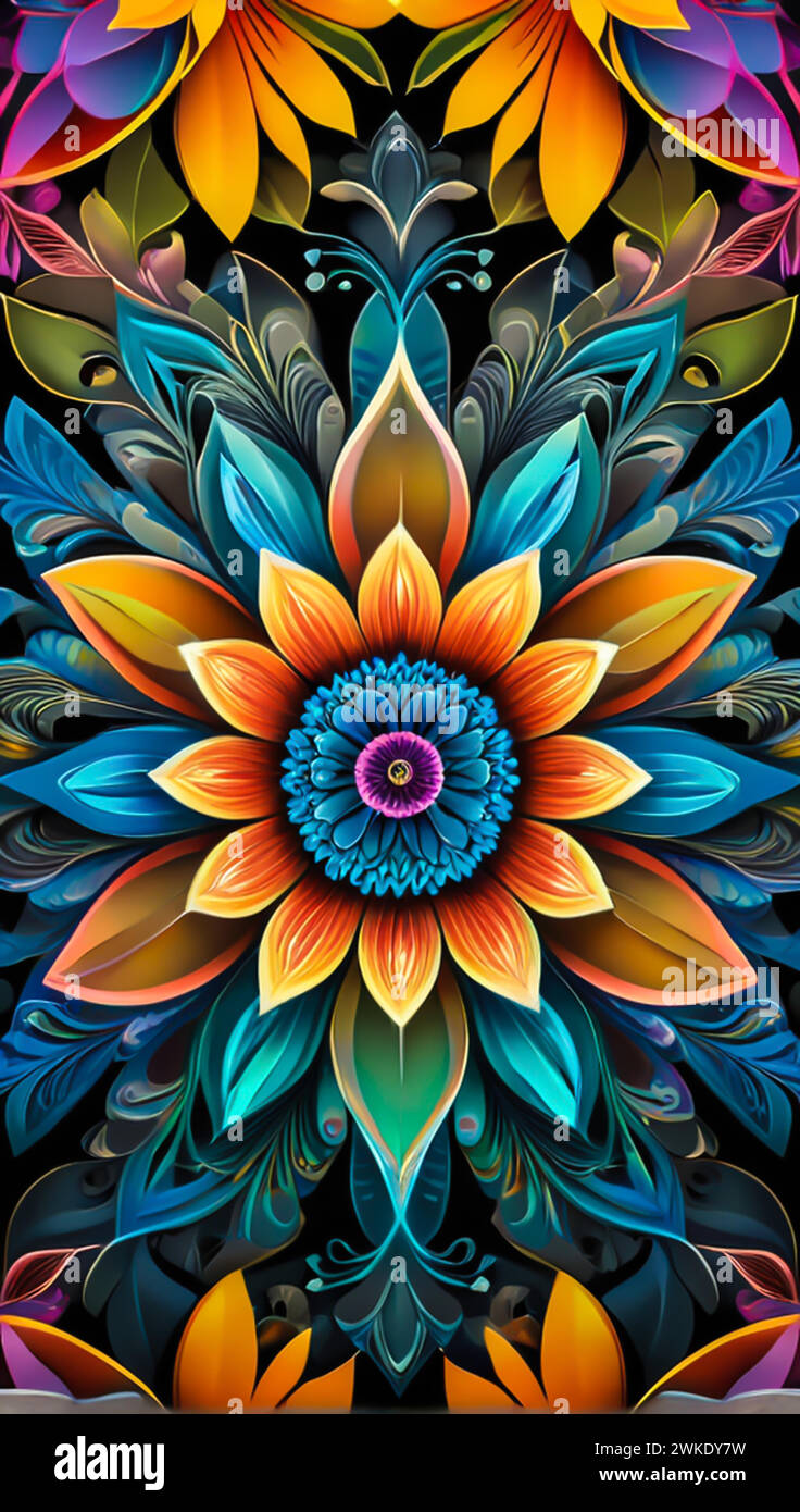 Détails floraux fleuris : une tapisserie de teintes, un éclat vibrant de couleurs florales. Illustration de Vecteur