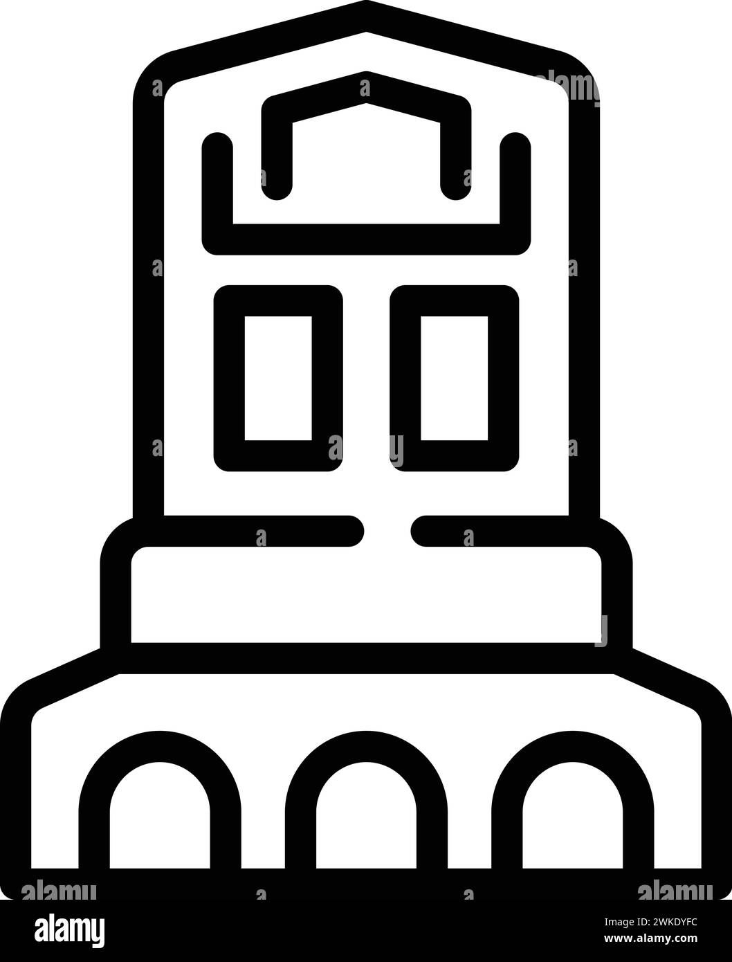 Vecteur de contour d'icône de pays de la capitale. Cathédrale européenne. Vieux bâtiment berne Illustration de Vecteur