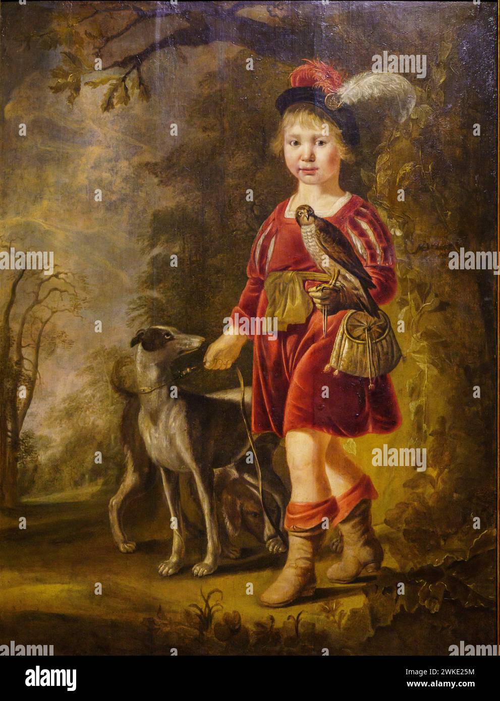 Jeune fauconnier, Matteus Gilliszoom de Berch, Nins, portraits d'enfants s. XVI-XIX, Musée sa Bassa Blanca (msbb). Yannick vu et Ben Jakober , Alcudia, Majorque, Espagne. Banque D'Images