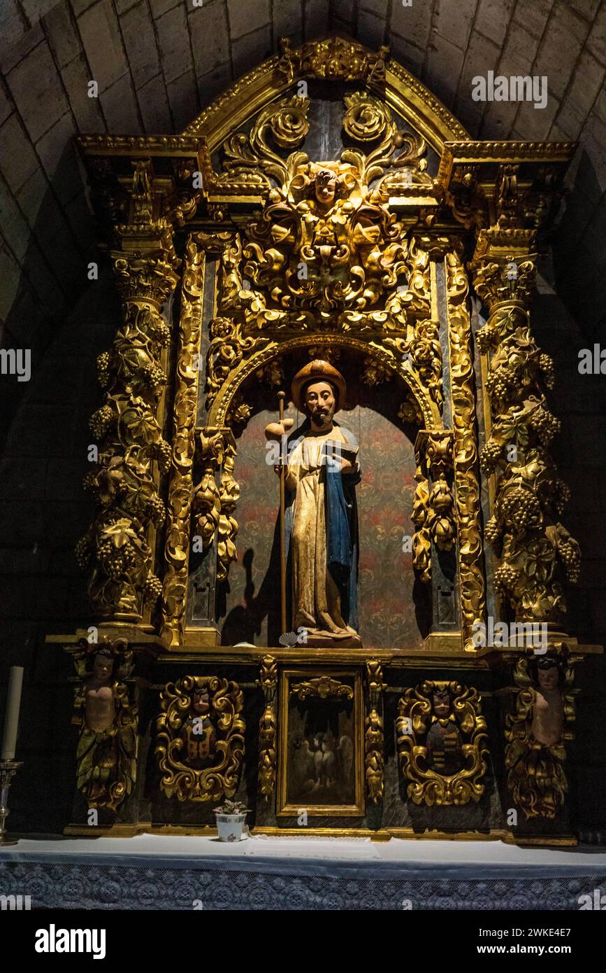 Roncesvalles, chapelle Santiago, Collégiale royale de Santa María de Roncesvalles, route de Santiago, Navarre, Espagne. Banque D'Images