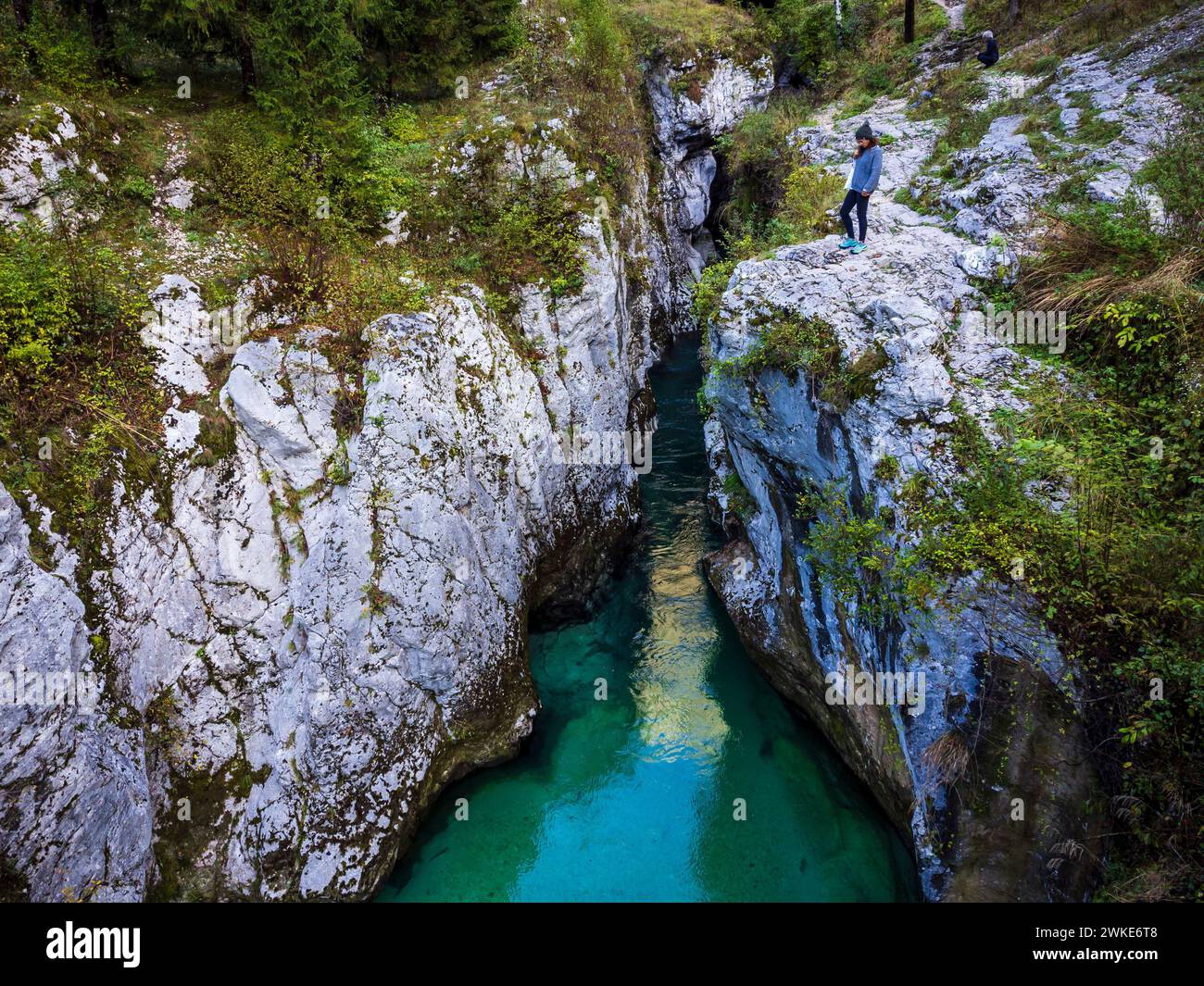 Vallée de la rivière SOA. Bovec, alpes juliennes. Slovénie, Europe centrale,. Banque D'Images