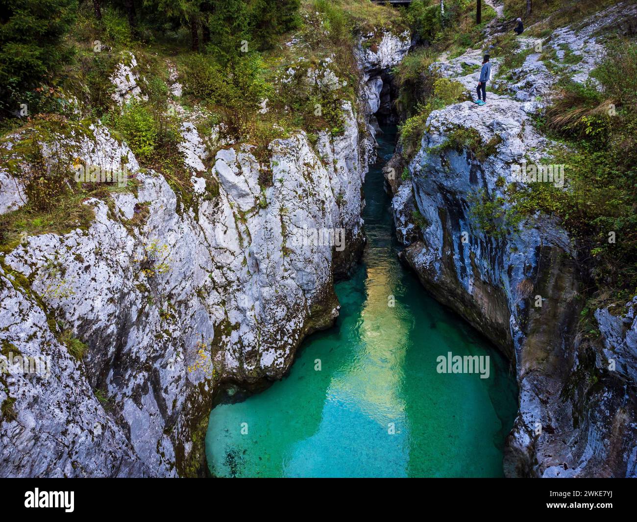 Vallée de la rivière SOA. Bovec, alpes juliennes. Slovénie, Europe centrale,. Banque D'Images